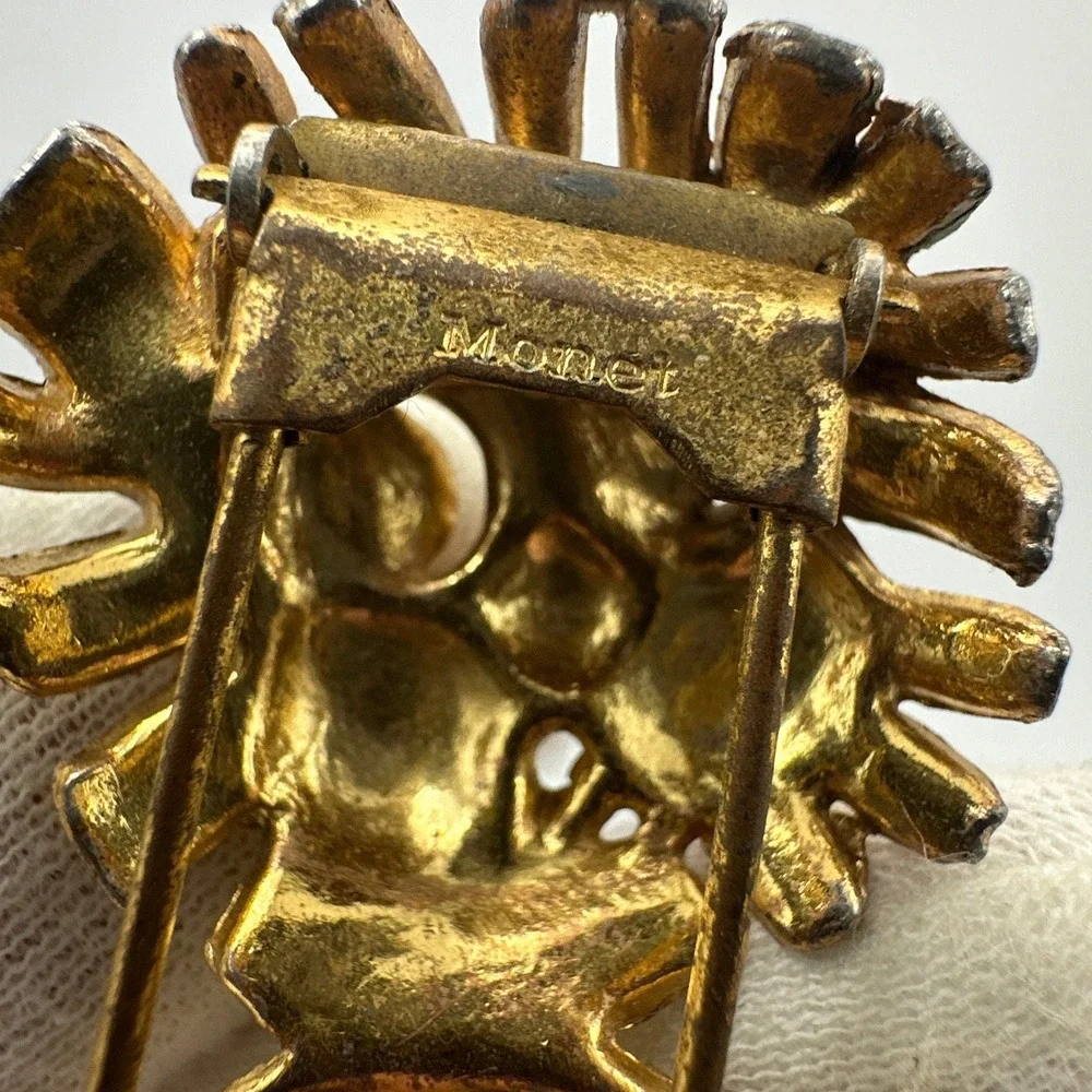 Rare Monet Lion Figural Multi Color Enamel Gold Tone Metal Fur Clip Brooch #713 - Picture 5 of 7